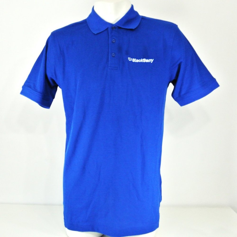 BLACKBERRY Vintage Tech Employee Uniform Polo Shirt Blue NEW Size L Large